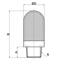 drawing of PSE 08 | R, PT, BSPT 1 Polyethylene Pneumatic Silencer