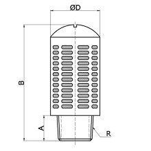 drawing of PSL 02 | R, PT, BSPT 1/4 Plastic Muffler