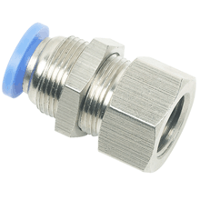 Push in Fitting 12mm O.D Tubing, R, PT, BSPT 1/2 Bulkhead Female Straight Connector
