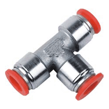 Union Tee Brass Push to Connect Fitting with Plastic Release Button
