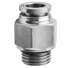 Male Straight Connector 1/4" Tubing, BSPP, G 3/8 Stainless Steel Push to Connect Fitting