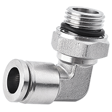 90 Degree Male Elbow 3/8" Tubing, BSPP, G 1/8 Stainless Steel Push to Connect Fitting