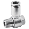 90 Degree Male Banjo 1/4" Tubing, 1/8 NPT Stainless Steel Push to Connect Fitting