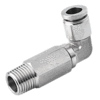 90° Extended Male Elbow 10mm Tubing, R, BSPT 1/4 Inox Push to Connect Fitting