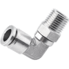 L Shaped Male Elbow 1/4" Tubing, 1/2 NPT Stainless Steel Push to Connect Fitting