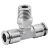 Male Branch Tee Connector 1/2" Tubing, R, PT, BSPT 1/2 Stainless Steel Push in Fitting