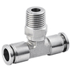 Male Branch Tee Swivel 16mm Tubing, R, BSPT 1/2 Inox Push in Air Fitting