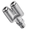 Male Branch Wye 8mm Tubing, R, BSPT 1/4 Stainless Steel Push in Air Fitting