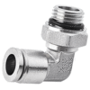 Male Elbow Swivel 1/2" Tubing, BSPP, G 3/8 Stainless Steel Push to Connect Fitting