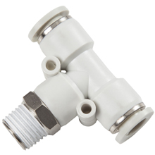 White Push in Fittings Male Branch Tee Swivel