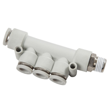 White Push in Fittings Triple Branch Male Elbow