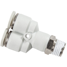 White Push in Fittings Pneumatic Fittings Male Y Swivel