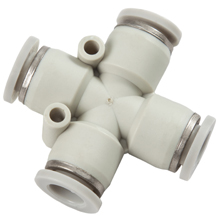 White Push in Fittings Equal Union Cross