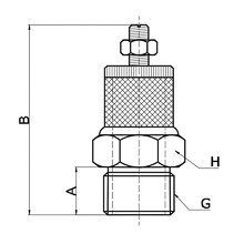 drawing of BESL-S G02 | G, BSP, BSPP 1/4 Slot Pneumatic Silencer Throttle Valve 