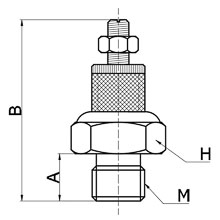 drawing of BESL-S M14 | M14 x 1.5 Slot Pneumatic Flow Control Exhaust Muffler