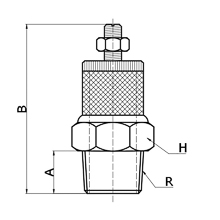 drawing of BESL-S 02 | R, PT, BSPT 1/4 Slot Sintered Bronze Exhaust Adjustable Muffler