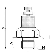 drawing of BESL M5 | M5 x 0.8 Exhaust Silencer with Flow Controller