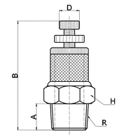drawing of BESL 08 | R, PT, BSPT 1 Pneumatic Brass Flow Control Silencer