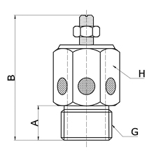 drawing of BESLC-S G03 | G, BSP, BSPP 3/8 Slot Pneumatic Silencer Throttle Valve