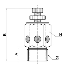 drawing of BESLC G03 | G, BSP, BSPP 3/8 Pneumatic Brass Flow Control Air Exhaust Muffler