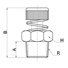 drawing of BESLD N04 | 1/2 NPT Spring Loaded Adjustable Flow Control Silencer