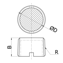 drawing of BFSL N04 | 1/2 NPT Flat Silencer Made of Sintered Bronze with Slot