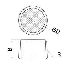 drawing of BFSL N08 | 1 NPT Flat Filter Made of Sintered Bronze with Slot