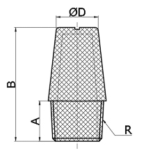 drawing of BSLD 01 | R, PT, BSPT 1/8 Sintered Brass Muffler