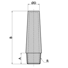 drawing of BSLDE N02 | 1/4 NPT Long Body Porous Bronze Muffler