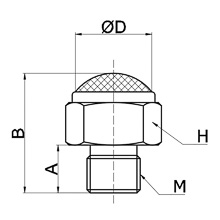 drawing of BSLV M10 x 1.25 | M10 x 1.25 Brass Breather Vent with Stainless Steel Wire Net Screen