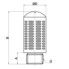 drawing of PSL G08 | G, BSP, BSPP 1 Plastic Pneumatic Air Exhaust Muffler