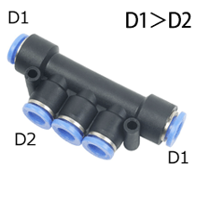 Union Branch Connector Reducer 1/4" Tubing x 5/32" Tubing Push in Fitting