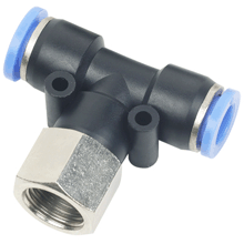 Push in Fitting 6mm Tubing, BSPT 1/4 Female Swivel Branch Tee