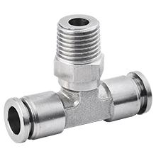 Male Branch Tee 5/32" Tubing, 1/4 NPT Stainless Steel Push to Connect Fitting