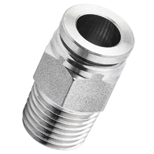 Male Straight 16mm Tubing, 1/4 NPT Stainless Steel Push to Connect Fitting