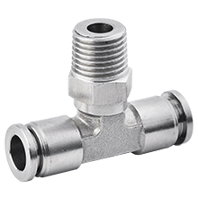 Male Branch Tee 14mm Tubing, R, BSPT 1/4 Push to Connect Stainless Steel Fitting