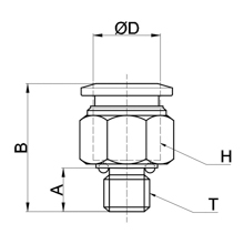 drawing of SPC 06-M6 | Male Adapter - Stainless Steel One Touch Fitting | 6mm O.D Tubing, M6 x 1 Male Thread