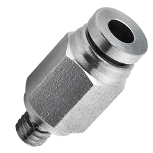 Male Straight Connector 5/32" Tubing, M5 x 0.8 Stainless Steel Push in Fitting