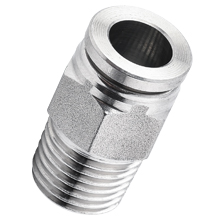 Male Straight 1/4" Tubing, R, PT, BSPT 1/8 Stainless Steel Push in Fitting