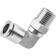 L Shaped Male Elbow 3/8" Tubing, R, PT, BSPT 1/2 Stainless Steel Push in Fitting
