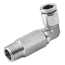 90 Degree Extended Male Elbow 8mm Tubing, R, BSPT 3/8 Stainless Steel Push to Connect Fitting