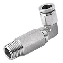 90° Extended Male Elbow 12mm Tubing, R, BSPT 1/4 Stainless Steel Push to Connect Fitting