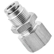 Bulkhead Female Straight Connector 8mm Tubing, R, BSPT 1/4 Stainless Steel Push in Fitting