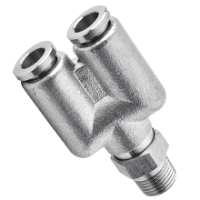 Male Y 12mm Tubing, PT, R, BSPT 1/8 Stainless Steel Push in Fitting